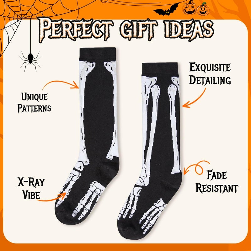 Zmart Halloween Gifts - Halloween Socks for Teens Adults, Knee Skeleton Socks Kids - Image 4
